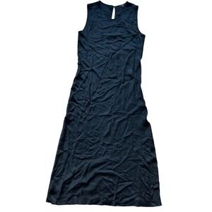 Quince Washable Stretch Silk Tank Midi Evening Dress Women M Black 90% Silk